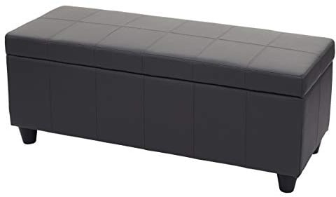 Berlinlodge Aufbewahrungs-Truhe Lars HxBxT 45x114x45cm Kunstleder Grau matt Sitzbank Bank Stauraum groß platzsparend Wohnzimmer Kinderzimmer Schlafzimmer