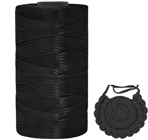 CUEMOON Fettuccia per Borse a Uncinetto, 3mm x 200m Filato Uncinetto, Cordoncino per Borse a Uncinetto, Fai da Te, Arazzo da Parete