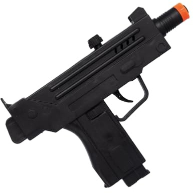 P’TIT Clown - 24349 - Faux Mini Pistolet Uzi à Silex - Accessoire de Déguisement Carnaval, Halloween, Cosplay, Film, Spectacle, Fêtes Costumées - Plastique - 18 cm - Noir