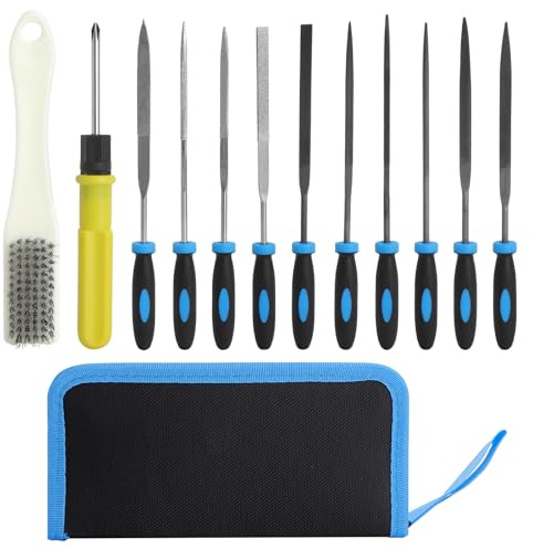 XRVRILE Juego de limas de 13 piezas, limas redondas para llaves, juego de minilimas para limas de madera, lima de metal, juego de limas de metal con juego de limas de aguja y bolsa