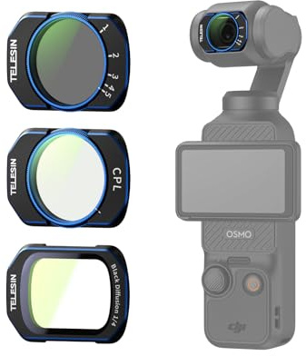 TELESIN CPL + VND2-32 + Black-Mist Filter-Set für Osmo Pocket 4/3 | Mehrfachvergütetes HD-Optikglas | Schnelle Aufsteckmontage | Für Reisen, Vlogs und Außenaufnahmen