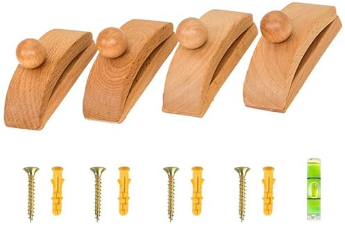 FEIHS 4 Stück Holz Steppdecken Wandaufhänger,Zum Aufhängen von Teppichen | Buchenholz,wandteppich aufhänger,7.7×2.9×4.5cm,Der Abstand ist frei einstellbar,zum Aufhängen von Gegenständen