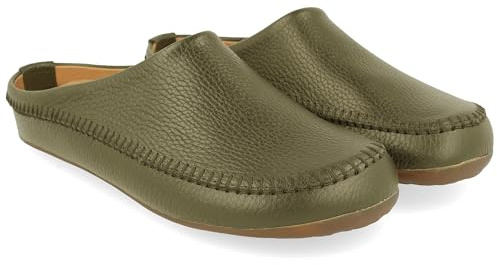 HAFLINGER Softi Lederpantoffeln Hausschuhe Ballerina im schlichten Design (Schilf 340), Gr. 41