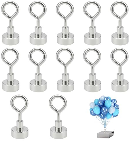 12PCS Magnetische Haken, Magnete Stark, Magnethaken Extra Stark, Magnet Luftballon Ständer, Magnet Ballonständer, Heliumballongewicht, Ballongewicht für Heliumballons, für Partys, Hochzeiten