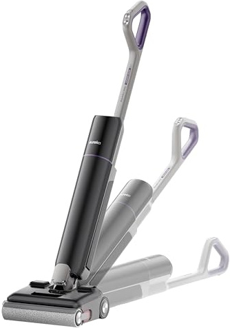 EUREKA FloorShine 830 Aspirapolvere Lavapavimenti 24000Pa, Lavasciuga Pavimenti senza Filo Design Piatto 180° 13,7cm, Anti-Groviglio, Bordi su 3 Lati, per Case con Animali, Autonomia 60 Min