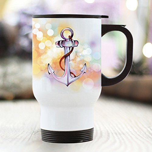Wandtattoo-Loft® Bedruckter Thermobecher Maritimes Motiv - Anker/beidseitig/Becher/Thermobecher mit Motiv