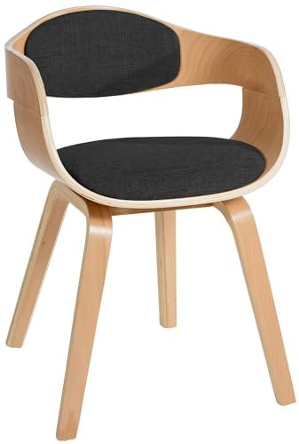 CLP Esszimmerstuhl ergonomisch Kingston,Lehnstuhl mit umlaufender Rückenlehne, Holzgestell belastbar bis 150 kg, Farbe:Natur/dunkelgrau