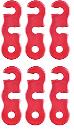 TRIWONDER Tensor Cuerda de Aleación de Aluminio Ajustador de Guying para Tienda de Camping Senderismo al Aire Libre (Rojo(3 Agujeros) - 6 pcs)