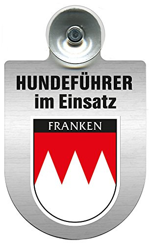 Einsatzschild Windschutzscheibe incl. Saugnapf - Hundeführer im Einsatz - 309381- Regionen nach Wahl Farbe Region Franken