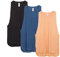 icyzone Damen Sport Top Locker - Atmungsaktive Fitness Shirt Muscle Tank Top Sport Oberteile, 3er Pack (L, Black/Denim/Pumpkin)
