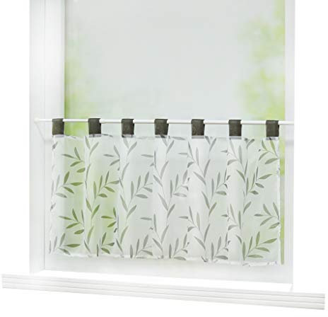Joyswahl Scheibengardine Voile Bistrogardine »Celilie« mit Blätter Muster Transparente Gardine Stores HxB 45x90cm Grau 1er Pack