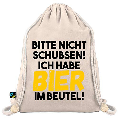 Festival Turnbeutel mit Spruch Bitte Nicht schubsen - Ich Habe Bier im Beutel - Sportbeutel/Gym Bag