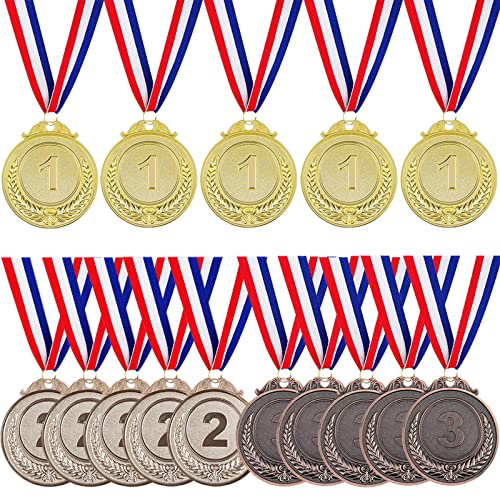 Haploon 15 Stück Gewinner Gold Silber Bronze Medaillen Olympische Stil Medaillen Auszeichnung Medaillen Bulk Metall Acheivment Medaille für Kinder Jugend