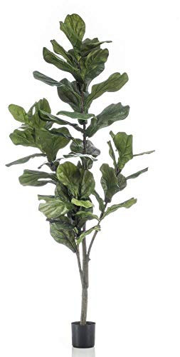 artplants.de Kunstbaum Ficus Lyrata ENRIKO, Kunststamm, grün, 150cm - Deko Ficus Baum - Zier Baum Ficus