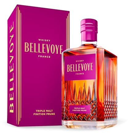 BELLEVOYE - Whisky Triple Malt - Whisky Français Bellevoye Prune - 43 % Alcool - Origine : 100 % France - 70 cl