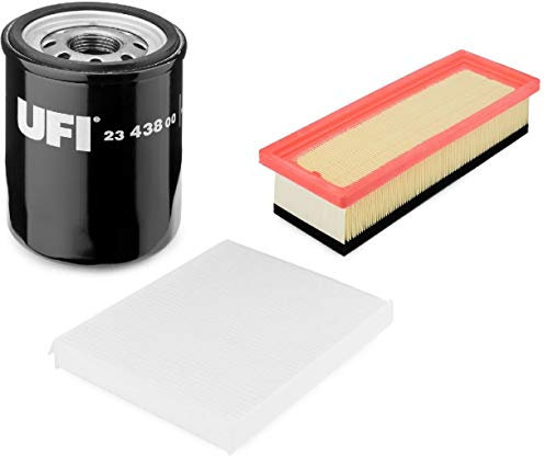 UFI Filters 23.438.00 Filtro Olio Motore per Auto + UFI Filters 30.301.00 Filtro Aria Motore per Auto + UFI Filters 53.124.00 Filtro Aria Abitacolo Per Auto