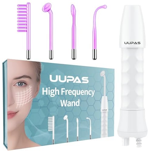 High Frequency Wand - UUPAS Portable Handheld High Frequency Facial Machine Skin Facial Wand with 4 Argon Tubes for Acne Firming Skin Rejuvenation Wrinkle Removal