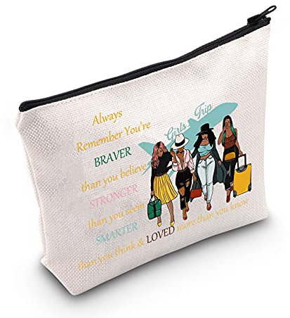 LEVLO Kosmetiktasche für Mädchen, Wochenende, inspiriertes Geschenk, Aufschrift: You Are Braver Stronger Smarter Than You Think Make-up Reißverschlusstasche