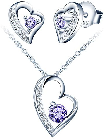 Yumilok Damen Halskette Ohrringe Schmuck set Frauen Halskette Ohrringe Kette Set 925 Sterling Silber Geschenke für Frauen Freundin Mama