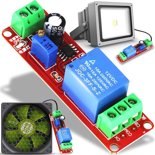 Retoo Módulo de tiempo de CC 12V para Arduino o Raspberry 1-10s Circuito de controlador de tiempo Temporizador Interruptor de relé de retardo Módulo de relé Temporizador Interruptor