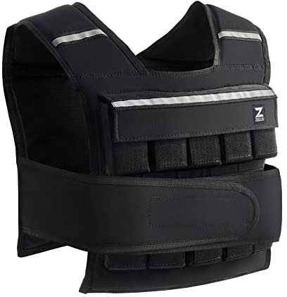 ZELUS Gilet Lesté 20kg avec 20 Barres de Poids Réglable 0,5-20,5 kg Veste Lestée de Course Entraînement pour Hommes Femmes Musculation Exercice Sports Gym Fitness Intérieur Extérieur, Noir