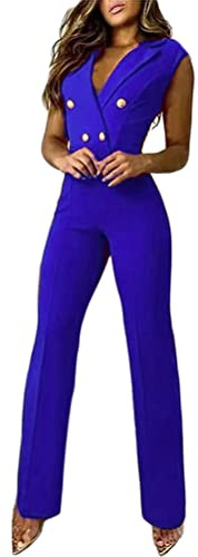 Onsoyours Combinaison Femme Playsuit Sans Manches Long Barboteuse Pantalon à Carreaux Élégant Slim Fit OL Bureau Affaires Décontractée Jumpsuit