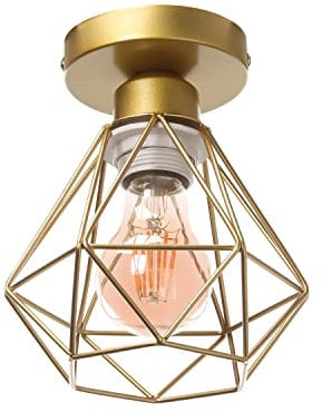TOKIUS Plafoniera vintage E27 Lampadario Soffitto Industriale Metallo Gabbia ferro Nero per Corridoio Portico Camera da Letto
