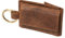 Alassio 42243 - Mini Geldbörse aus feinem Echtleder, kleines Portemonnaie mit Metallemblem und Schlüsselring, Münzbörse für gefaltete Scheine, Wallet ca. 8,5 x 5 cm, Braun
