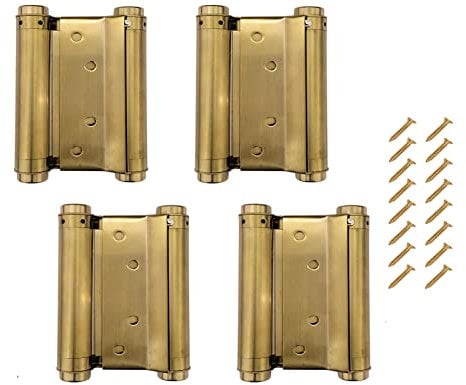 2 pares de bisagras de puerta de latón de doble acción de acero inoxidable para salón, cafetería, cierre automático, perfecto ajustable (76 cm)