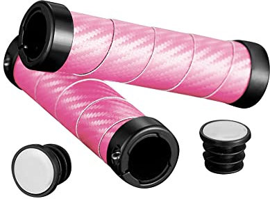 1 Paar Fahrrad Lenker Griffe, MoreChioce rutschfeste Mountainbike Lenkergriffe Eva-Schaumstoff Fahrradgriffe Handgriff Fahrradzubehör mit 2 Endkappen für Fahrradlenkerdurchmesser 2,2cm,Rosa