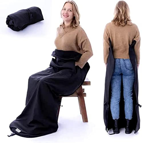 BELIEFF Reisedecke fur Outdoor - Größe 140x90x35 cm Schützt vor Regen, Kälte und Wind, Taschen für Hände 100% Polyester und komplett mit Fleece Gefüttert (mit offener Unterseite)