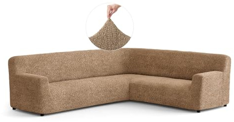 PAULATO - Sofabezug Ecksofa-Husse aus einfarbiger Mikrofaser, kratzfestes und maschinenwaschbares Gewebe, Made in Italy - Cappuccino