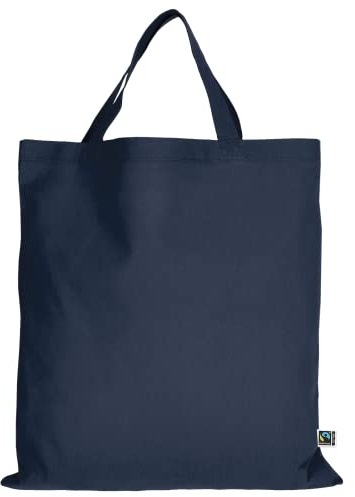 TEXXILLA 10er | 100er | 250er Pack Fairtrade Baumwolltasche - 14 Farben | mit Zwei kurzen Henkeln | 38x42cm | Jutebeutel | Einkaufstasche | unbedruckt, Farbe:dunkelblau, Menge:100