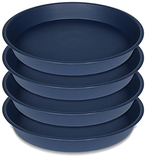 Bleuhome 4 Pack of 14 inch Plant Saucers Bird Bath Bow Round, Plastic Plant Saucer Tray for Pots, White Planters for Indoor Plants, Plant Trays for Planter 12-15 (14, Blue)