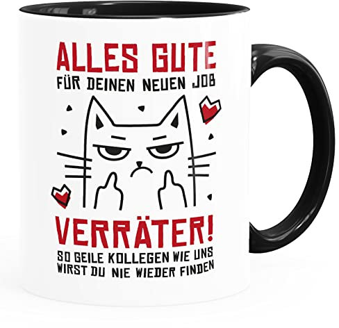 Moonworks® Kaffee-Tasse Abschied Kollegin Kollege Spruch Alles Gute Ironie Abschiedsgeschenk lustig weiß-innen-schwarz standard