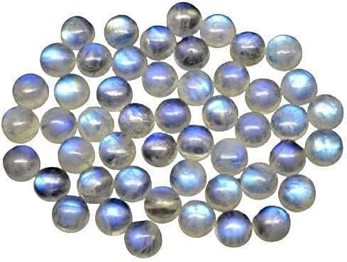 Regenbogen-Mondstein, 4 mm, rund, kalibriert, blaues Feuer, Regenbogen, Mond, Cabochon, Edelstein, Lot, 5 Stück, Meadows Weihnachtsgeschenke für Frauen, 4x4mm, Edelstein, Mondstein