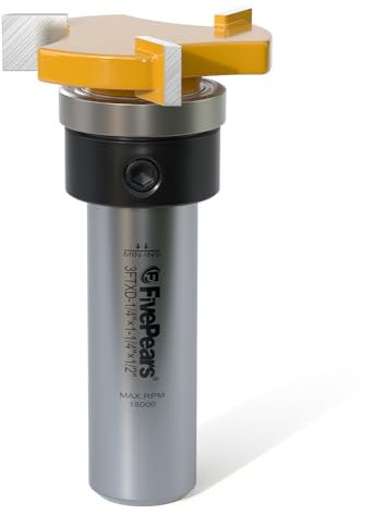 Fivepears Top Bearing Slot Cutter Router Bit 1/2 inch Shank 1-1/4 inch Cutting Diameter and 1/4 inch Cutting Length Shank Slot and Undercut Bit for Woodworking Chisel Cutter Tool Slot