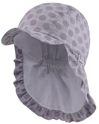 Sterntaler Schirmmütze mit Nackenschutz Punkte - Baby Mütze gefüttert mit Baumwolle - Schirmmütze Mädchen mit Aufdruck UV 50+ - Sonnenkappe aus Baumwolle - flieder, 49