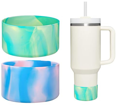 HEYSKAY 2pcs Protective Flask Silicone Boot Base for Stanley Quencher Adventure 40oz & Stanley IceFlow 20oz 30oz Tumbler, and Compatible with 12-24oz Hydro Sport Water Bottles,Yeti and More