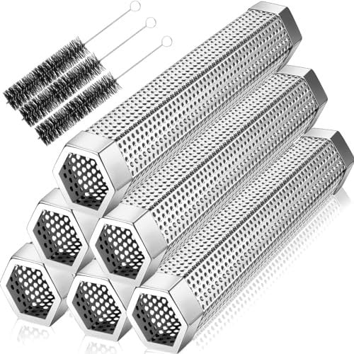 Tandefio 6 Stück Räucherrohr mit 3 Bürste 12 Zoll Smoker Tube für Pellet Smoker 304 Edelstahl Pellet Smoker Tube für alle Grill oder Smoker Smoker Tube für BBQ