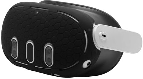 NUHFUFA Silicone Protective Cover for Quest 3, VR Headset Protective Shell VR Accessories Anti-Dust Anti-Scratch Compatible with Quest 3 Front Headset(Black)