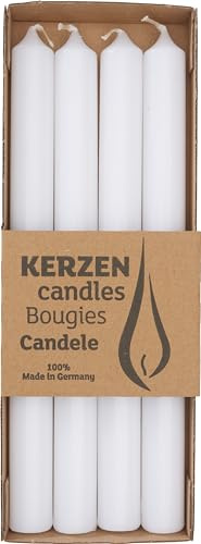 Wenzel Stabkerze Ø 2,2 x 25 cm 4 Stk Paraffin Kerzen Ganzjährig Dekoration Tischdeko Weiß