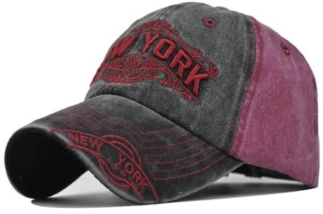 DOwrap Unisex Klassische Baumwolle New York 1985 Bestickt Baseball Cap Sport Cap Herren Baseball Cap Dad Cap, Schwarz-Burgunderrot, 58