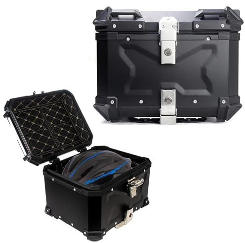 Owsws Baúl para Moto 36L 45L 55L 65L - Maletero Impermeable con Llaves Y Accesorios, Caja De Almacenamiento, Topcase Aluminio Universal (Color: X-Black, Tamaño: 36L)