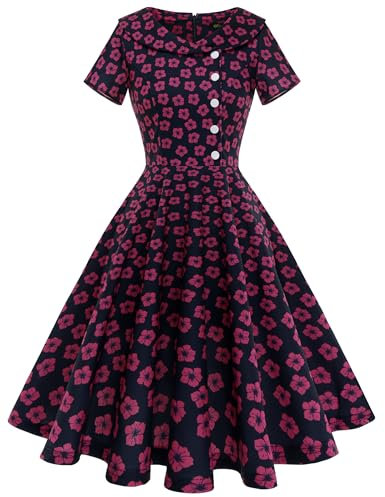 Wedtrend Robe de cocktail pour femme - Robe de soirée courte - Style rockabilly - Style vintage des années 50, rose marine, M