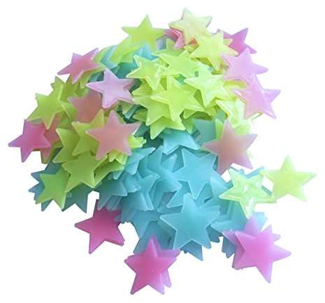 Leuchtsterne Kinderzimmer, 50 PCS Leuchtsterne Selbstklebend Leuchtsterne Aufkleber Wandtattoo Kinderzimmer Leuchtsticker Kinderzimmer Dekorationen Aufkleber Wandbild Abziehbild für Mädchen, Jungen