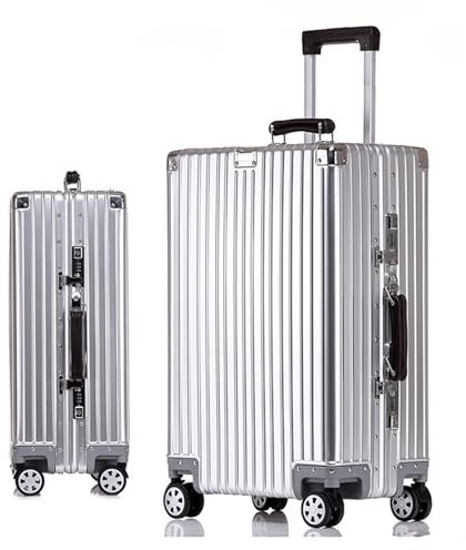 Meoky Valise en métal Valise en Aluminium Argent Valise à Main avec roulettes pivotantes,1,29in