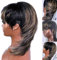 Women Pixie Cut Wig 10 inch swallowtail wolf tail Wig human hair full machine made wig Heat-resistant glue-free wig With Bangs Daily Party Cosplay Use
