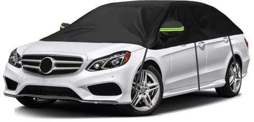 Universelle Halbgarage für Autos 353*150*49cm, Autoabdeckung Wasserdicht Ersatz für Peugeot 508, für Model 3, A4, C-Class, Ersatz für VW Passat, Autoplane Halbabdeckung für Allwetter, UV-Beständige