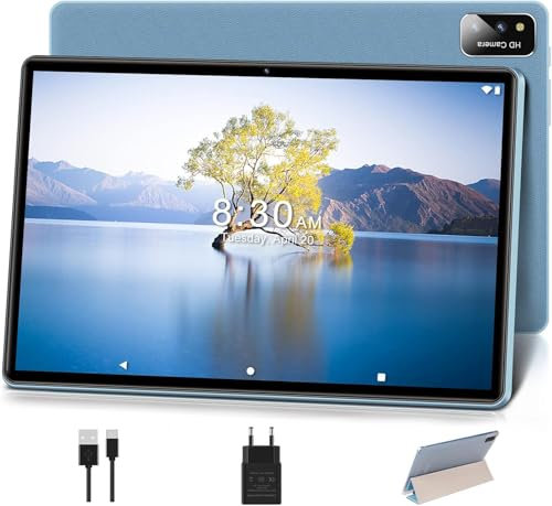 SEBBE Tablet 10 Pulgadas 4GB RAM+64GB ROM (128GB TF),Tablet Android Octa Core, | Pantalla HD IPS 1280 * 800 | Dobles Cámaras 5MP + 8MP | Bluetooth | Wi-Fi | 6000mAh | Tablet con Funda - Azul